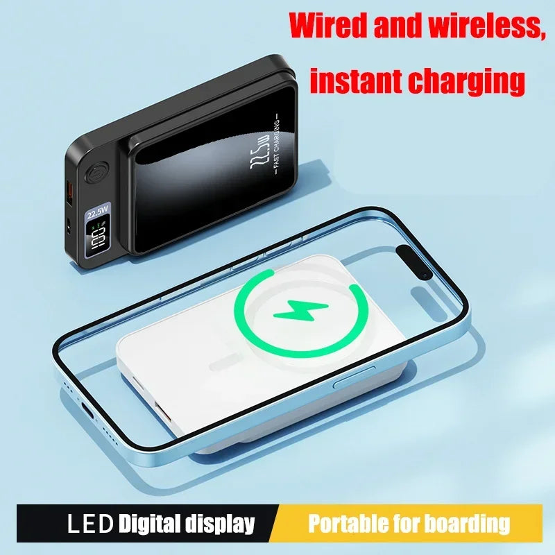 100000mah Magnetic Wireless Power Bank 22.5w Portable Type C Mini Power Bank For Iphone Samsung