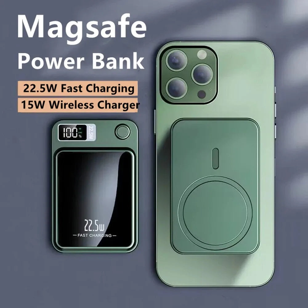 100000mah Magnetic Wireless Power Bank 22.5w Portable Type C Mini Power Bank For Iphone Samsung