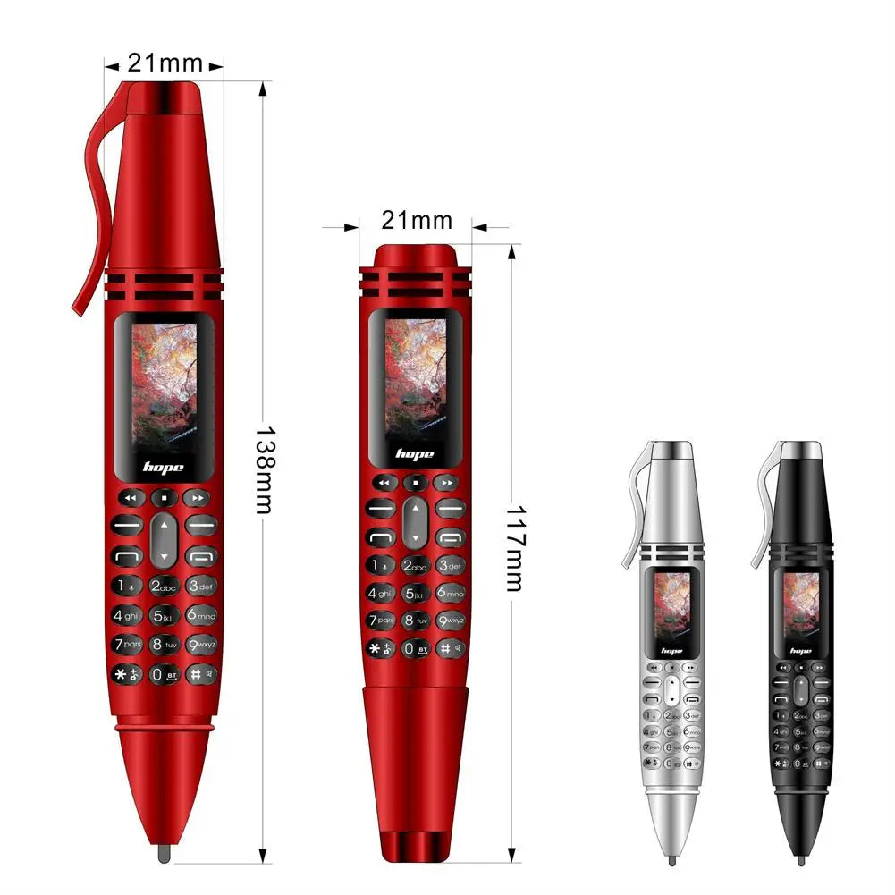 Pen Shaped 2G CellPhone Screen Dual SIM Card GSM Mobile Phone BT V3.0 Dialer Voice MP3 FM Voice Recorder