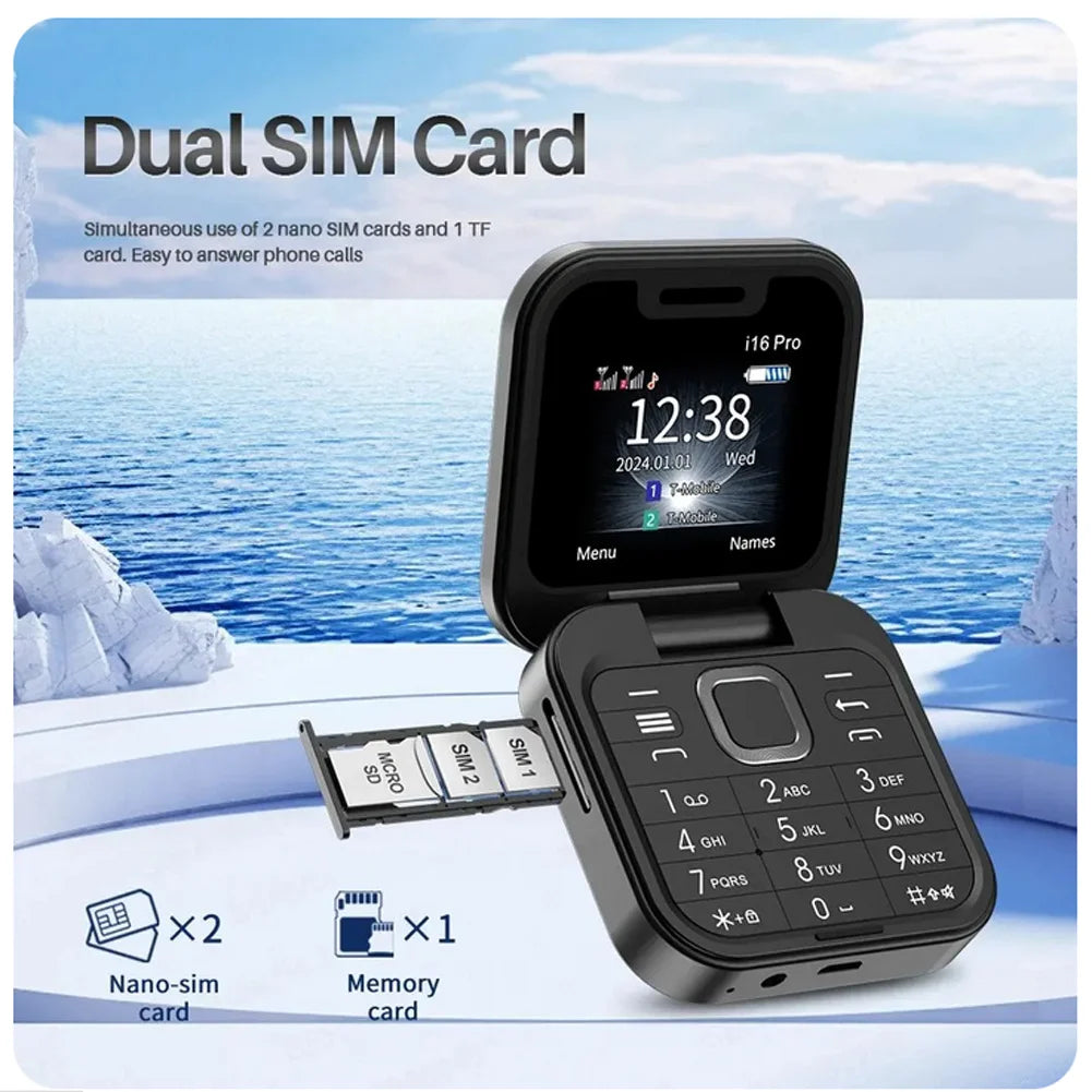 Small Foldable Mobile Phone Auto Call Record Speed Dial Dual SIM Card High Definition Rear Camera Flip Cellphones