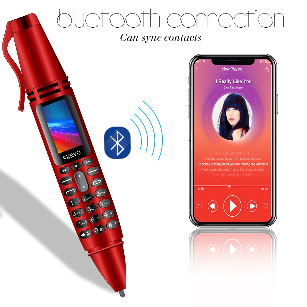 Pen Shaped 2G CellPhone Screen Dual SIM Card GSM Mobile Phone BT V3.0 Dialer Voice MP3 FM Voice Recorder